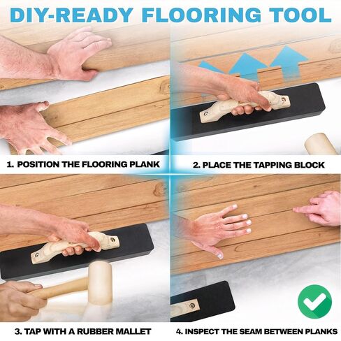 حزمة تركيب الأرضيات الكاملة الجديدة لعام 2026 - كتلة التنصت الاحترافية + أداة قالب مداس الدرج للصفائح، وLVP ولوح الفينيل - مجموعة شديدة التحمل مع رقصة قياس قابلة للتعديل مقاس 8 - 46 بوصة in Kuwait