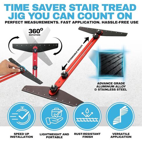 حزمة تركيب الأرضيات الكاملة الجديدة لعام 2026 - كتلة التنصت الاحترافية + أداة قالب مداس الدرج للصفائح، وLVP ولوح الفينيل - مجموعة شديدة التحمل مع رقصة قياس قابلة للتعديل مقاس 8 - 46 بوصة in Kuwait