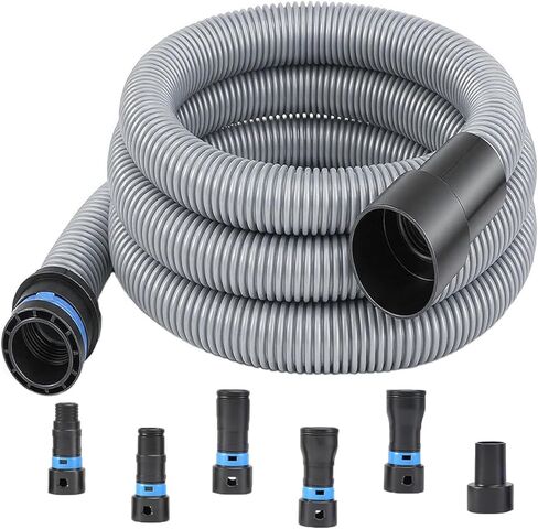 16 FT Shop Vac Hose Extension Kit, Dust Collection Hose Kit With 6 Adapters For Home Shop Vacuums System, Compatible With Major Household Vacuum Cleaner Brands, Silver Gray Vacuum Hose in Kuwait