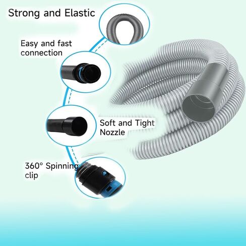 16 FT Shop Vac Hose Extension Kit, Dust Collection Hose Kit With 6 Adapters For Home Shop Vacuums System, Compatible With Major Household Vacuum Cleaner Brands, Silver Gray Vacuum Hose in Kuwait