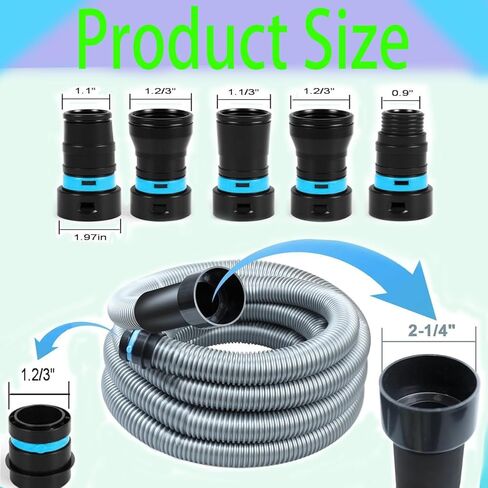 16 FT Shop Vac Hose Extension Kit, Dust Collection Hose Kit With 6 Adapters For Home Shop Vacuums System, Compatible With Major Household Vacuum Cleaner Brands, Silver Gray Vacuum Hose in Kuwait
