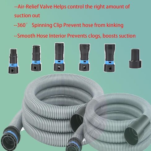 16 FT Shop Vac Hose Extension Kit, Dust Collection Hose Kit With 6 Adapters For Home Shop Vacuums System, Compatible With Major Household Vacuum Cleaner Brands, Silver Gray Vacuum Hose in Kuwait