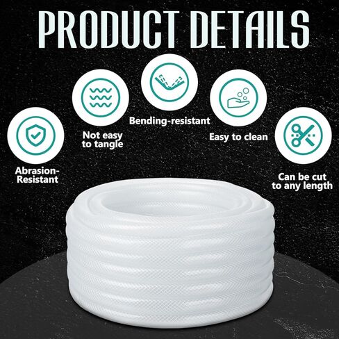 3/4 "ID x 1" Od x 25 ft مضفر الأنابيب البلاستيكية عززت خرطوم الفينيل الشفاف، الثقيلة مرنة ارتفاع ضغط PVC مضفر خرطوم للمياه المنزل حديقة حوض السمك الغسيل in Kuwait