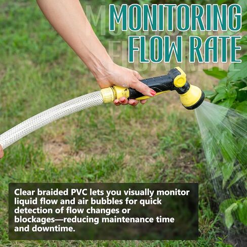 3/4 "ID x 1" Od x 25 ft مضفر الأنابيب البلاستيكية عززت خرطوم الفينيل الشفاف، الثقيلة مرنة ارتفاع ضغط PVC مضفر خرطوم للمياه المنزل حديقة حوض السمك الغسيل in Kuwait