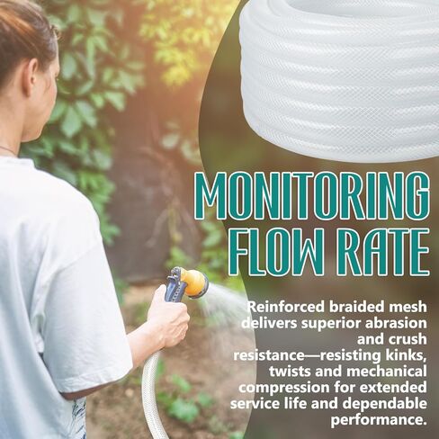 3/4 "ID x 1" Od x 25 ft مضفر الأنابيب البلاستيكية عززت خرطوم الفينيل الشفاف، الثقيلة مرنة ارتفاع ضغط PVC مضفر خرطوم للمياه المنزل حديقة حوض السمك الغسيل in Kuwait