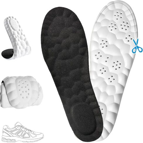 2026 New Steppers Insoles for Men & Women - 4D Cloud Comfort Memory Foam | Super Soft Shock Absorption, Anti-Fatigue & Breathable Design | Replacement Inserts for Work, Running (Black, Men's 8.5-9) in Kuwait