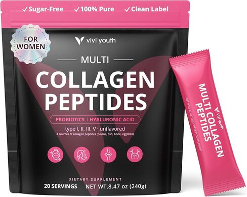 Collagen Powder for Women, Collagen Peptides Powder with Probiotics, Prebiotic Collagen Protein for Skin, Hair, Bone & Joint | 16-in-1 Sugar-Free Formula, Unflavored in Saudi Arabia