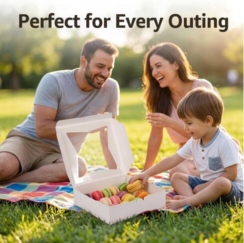 24 علبة فطائر، 10 × 10 × 2.5 بوصة صناديق مخبز مع نافذة، صناديق بسكويت منبثقة تلقائيًا للفراولة المغطاة بالشوكولاتة والفطائر والمعجنات والكعك والدونات والحلوى والمكافآت in Kuwait