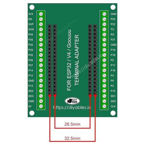 لوحة القطع الطرفية اللولبية لإصدار ESP32 38 دبوس واسع، طرف 3.96 مم ولوحة توسيع رأس 2.54 مم، قطعتان in Saudi Arabia