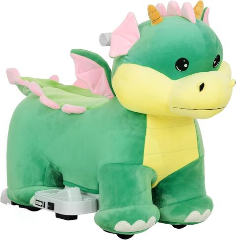 QABA 6V Kids Ride on Horse ، وركوب بطارية على لعبة Triceratops على شكل سيارة كهربائية على شكل الموسيقى مع الموسيقى إلى الأمام ، وعجلات Pu ، والفتيات الفتيات الذين تتراوح أعمارهم بين 18 و 36 شهرًا ، الأخضر in Kuwait