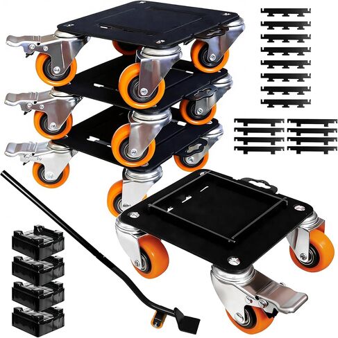 Heavy Duty Furniture Dolly, Furniture Movers with 4 Wheels, Carbon Steel Panel Moving Dolly, 3000 lbs Furniture Lifter Moving Tool Set for Safe Box, Pool Table, Refrigerator, Orange in Saudi Arabia