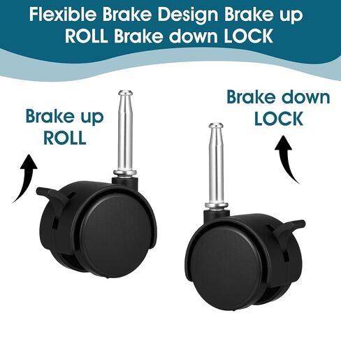 4pcs 1.5 Inch Swivel Caster Wheels Black Office Chair Wheels Replacement 360 Degree Rotatable Rollers Small Black Chair Casters Replacement for Furniture Desk Shelf Cabinet Table (7x38mm) in Saudi Arabia