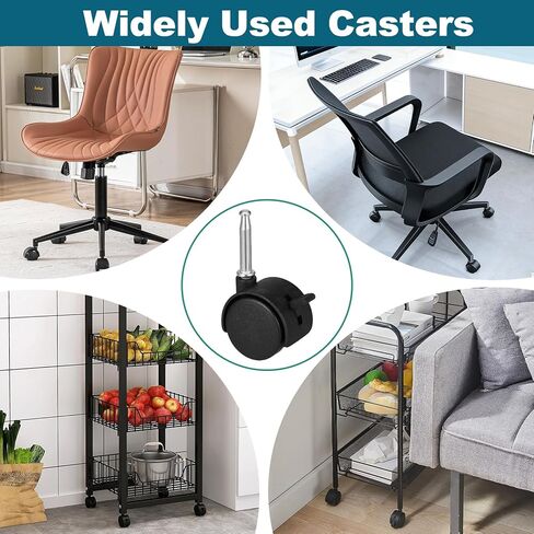 4pcs 1.5 Inch Swivel Caster Wheels Black Office Chair Wheels Replacement 360 Degree Rotatable Rollers Small Black Chair Casters Replacement for Furniture Desk Shelf Cabinet Table (7x38mm) in Saudi Arabia