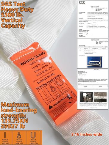 2pcs Spanset Aerial Hoop Lyra Rigging البوليستر جولة الرافعات حزام لأرجوحة اليوغا الحرير الجوي معلقة، 5300 رطل القدرة الرأسية، 10600 رطل سلة - حبال رفع بولي الثقيلة in Kuwait