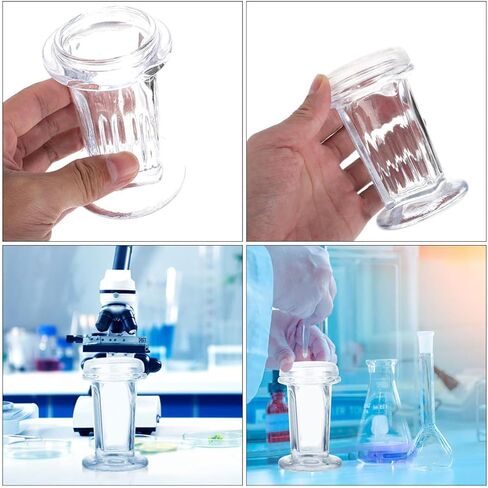 3pcs 60ml Glass Staining Jars with Lid for Microscope Slides, Laboratory Staining Tank for Biology and Pathology Research, Holds 5 Slides, Glass Jar for Scientific Experiments in Kuwait