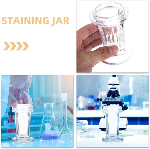 3pcs 60ml Glass Staining Jars with Lid for Microscope Slides, Laboratory Staining Tank for Biology and Pathology Research, Holds 5 Slides, Glass Jar for Scientific Experiments in Kuwait