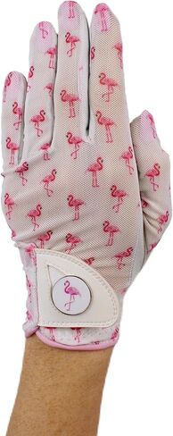 Hand Candy Golf Glove – Premium Cabretta Leather – “Flamingle" – Left Hand Women's Golf Glove with Matching Ball Marker in Saudi Arabia