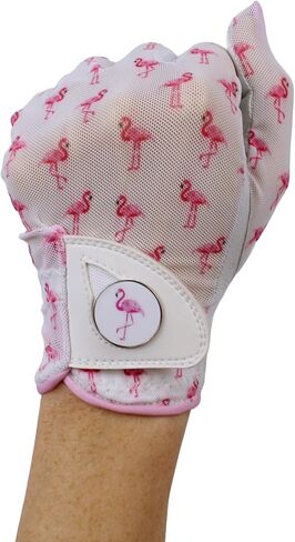 Hand Candy Golf Glove – Premium Cabretta Leather – “Flamingle" – Left Hand Women's Golf Glove with Matching Ball Marker in Saudi Arabia