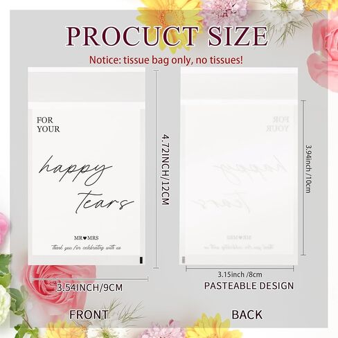 50 pcs Wedding Tissues Packets For Your Happy Tears Tissues Bags Glassine Travel Tissue Size Packets Bulk items for Wedding Guest Welcome Bags Stuffers in Kuwait