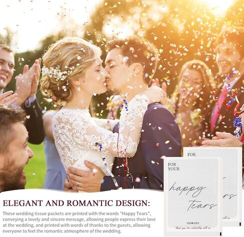 50 pcs Wedding Tissues Packets For Your Happy Tears Tissues Bags Glassine Travel Tissue Size Packets Bulk items for Wedding Guest Welcome Bags Stuffers in Kuwait