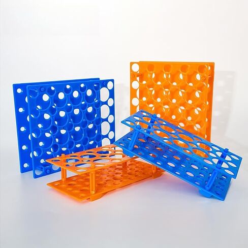 2 حزمة رف أنبوب اختبار، 28 حامل أنبوب الطرد المركزي جيدًا، رف حامل أنبوب اختبار المعمل قابل للفصل لـ 10 مل/15 مل/50 مل (أزرق، برتقالي) in Kuwait