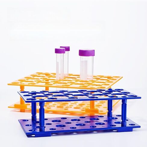 2 حزمة رف أنبوب اختبار، 28 حامل أنبوب الطرد المركزي جيدًا، رف حامل أنبوب اختبار المعمل قابل للفصل لـ 10 مل/15 مل/50 مل (أزرق، برتقالي) in Kuwait