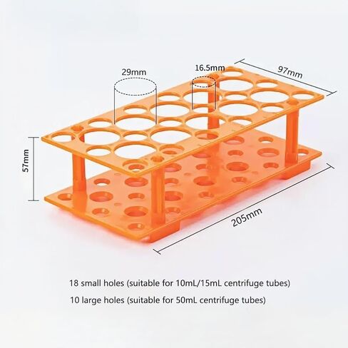 2 حزمة رف أنبوب اختبار، 28 حامل أنبوب الطرد المركزي جيدًا، رف حامل أنبوب اختبار المعمل قابل للفصل لـ 10 مل/15 مل/50 مل (أزرق، برتقالي) in Kuwait