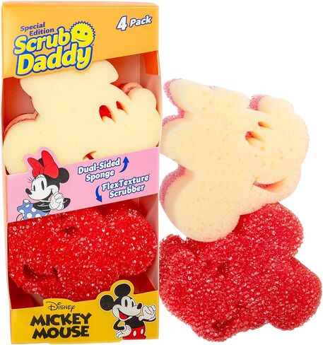 Scrub Daddy Mickey & Minnie Mouse Dish Sponges - Includes 2 Scrub Daddy Kitchen Sponges & 2 Scrub Mommy Dish Scrubbers - Dual-Sided, Odor-Resistant & Scratch-Free - Special Edition Set (4 Count) in Saudi Arabia