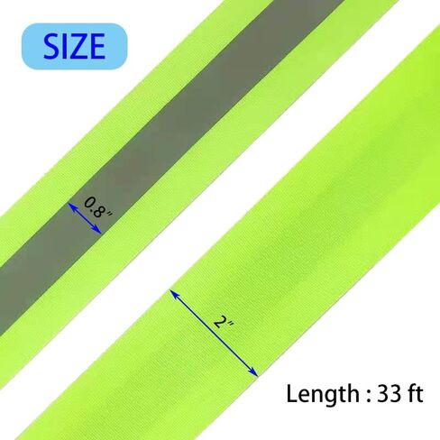 شريط شريط عاكس، 2 بوصة × 33 قدم مخيط على شريط عاكس عالي الوضوح للملابس، والحقيبة المدرسية، ومعطف المطر. شريط تحذيري فلورسنت شخصي، شريط فضي عاكس بعرض 2 سم in Kuwait