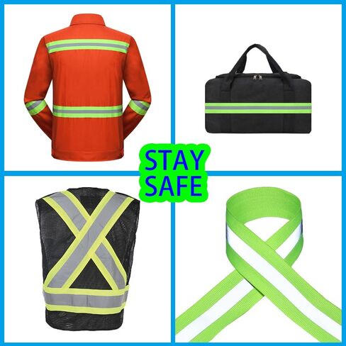 شريط شريط عاكس، 2 بوصة × 33 قدم مخيط على شريط عاكس عالي الوضوح للملابس، والحقيبة المدرسية، ومعطف المطر. شريط تحذيري فلورسنت شخصي، شريط فضي عاكس بعرض 2 سم in Kuwait