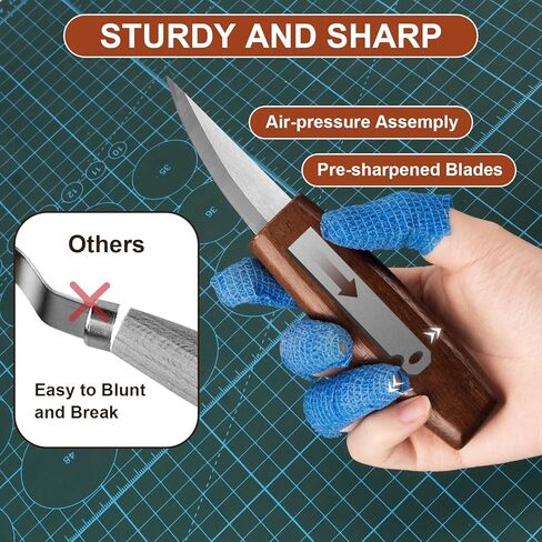 Wood Carving Kit, All-in-1 Wood Carving Tools with Vedio Tutorials & Template, Whittling Kit with Leather Storage Bag for Beginners and Enthusiasts in Kuwait