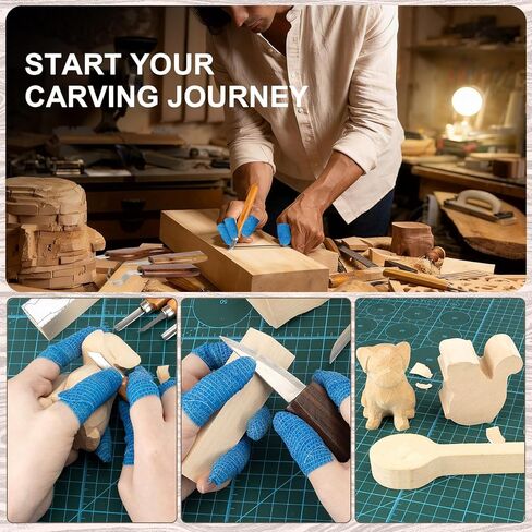 Wood Carving Kit, All-in-1 Wood Carving Tools with Vedio Tutorials & Template, Whittling Kit with Leather Storage Bag for Beginners and Enthusiasts in Kuwait