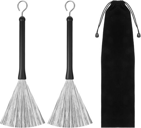 2 Pcs Retractable Drum Brushes - Percussion Wire Brushes with Rubber Handles - Stainless Steel Drum Accessories for Cajon Jazz Acoustic Rock Drums in Saudi Arabia
