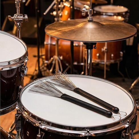 2 Pcs Retractable Drum Brushes - Percussion Wire Brushes with Rubber Handles - Stainless Steel Drum Accessories for Cajon Jazz Acoustic Rock Drums in Saudi Arabia