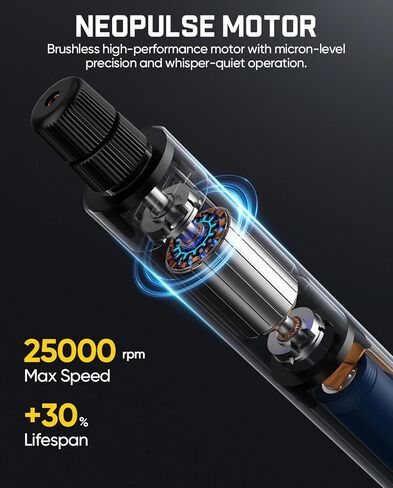 Fanttik F2 Master Kit أداة دوارة لاسلكية صغيرة، 5 سرعات، قلم نقش 25000 دورة في الدقيقة، 28 ملحقًا للتشطيب المطبوع ثلاثي الأبعاد، الصنفرة، التلميع، الحفر، النحت، الدقة DIY في علبة قلابة in Kuwait