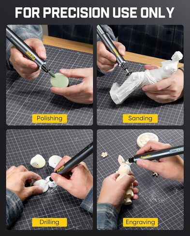 Fanttik F2 Master Kit أداة دوارة لاسلكية صغيرة، 5 سرعات، قلم نقش 25000 دورة في الدقيقة، 28 ملحقًا للتشطيب المطبوع ثلاثي الأبعاد، الصنفرة، التلميع، الحفر، النحت، الدقة DIY في علبة قلابة in Kuwait