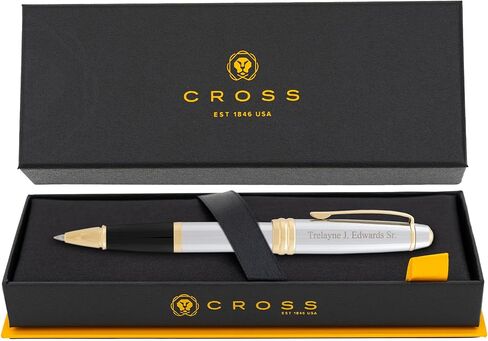 Dayspring الأقلام شخصية Cross Cross Bailey Rollerball Pen | مخصصات محفورة بالفخامة أقلام للرجال والنساء والمهنيين والمديرين التنفيذيين مع مربع الهدايا | حبر أسود ناعم | ورنيش أحمر مع تقليم الكروم in Kuwait