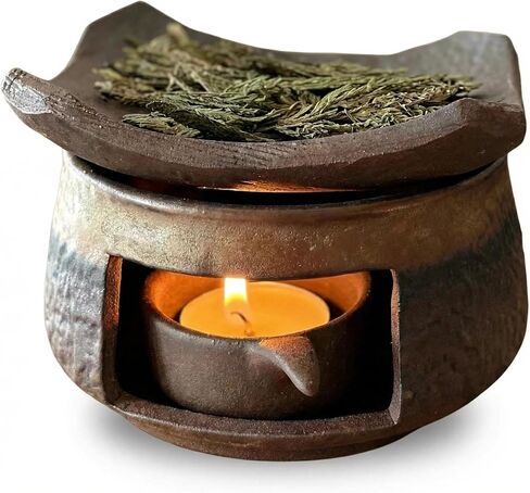 Zen Incense Burner Kit,Ceramic Aromatherapy Burner for Cedar Essential Oil Burner,Tea Light Teapot Warmer Candle Holder for Home Office Meditation Relaxation Decor in Kuwait