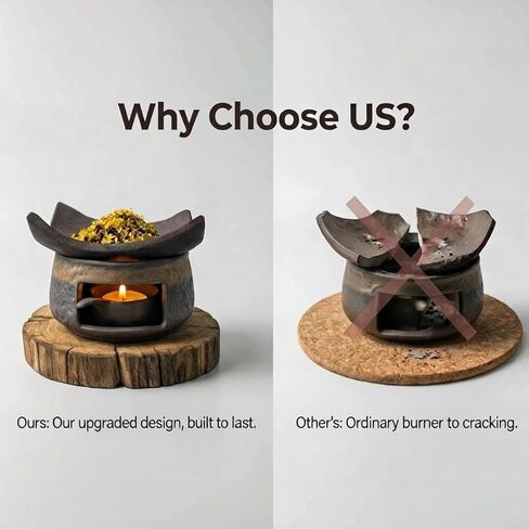 Zen Incense Burner Kit,Ceramic Aromatherapy Burner for Cedar Essential Oil Burner,Tea Light Teapot Warmer Candle Holder for Home Office Meditation Relaxation Decor in Kuwait