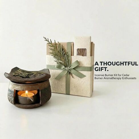 Zen Incense Burner Kit,Ceramic Aromatherapy Burner for Cedar Essential Oil Burner,Tea Light Teapot Warmer Candle Holder for Home Office Meditation Relaxation Decor in Kuwait