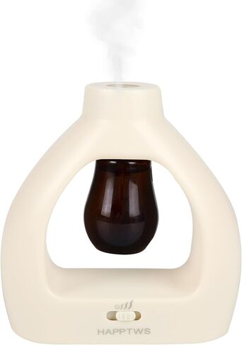مجموعة ناشر الزيوت العطرية بدون ماء من HAPPTWS - ناشر لاسلكي 3 إعدادات مؤقت تعمل بالبطارية لغرفة النوم واليوجا والاستديو وغرفة الحيوانات الأليفة - أبيض حليبي in Kuwait