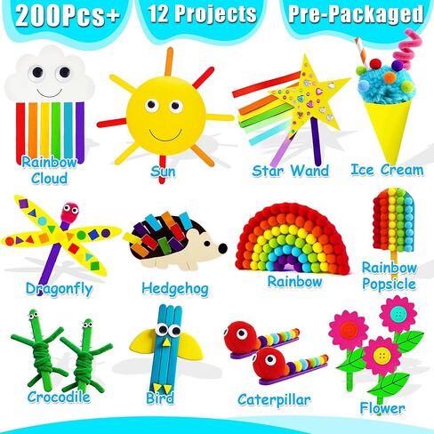 Mhmydis First Craft Kit for Kids - 12 in 1 no mess arts and crafts kit للأطفال الذين تتراوح أعمارهم بين 4-8 - لوازم طقم الحرف اليدوية - الهدايا للفتيات والفتيان 3 4 5 6 7 8 سنة in Kuwait