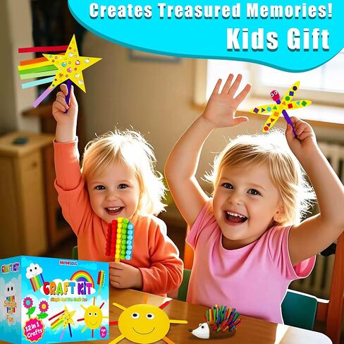 Mhmydis First Craft Kit for Kids - 12 in 1 no mess arts and crafts kit للأطفال الذين تتراوح أعمارهم بين 4-8 - لوازم طقم الحرف اليدوية - الهدايا للفتيات والفتيان 3 4 5 6 7 8 سنة in Kuwait