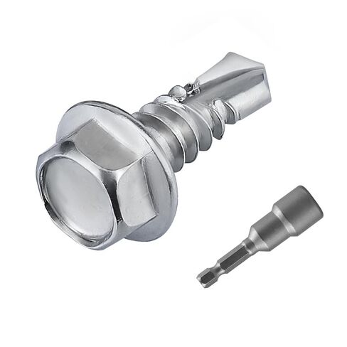 100-pack #10 x 1/2" Hex Washer Head Self Drilling Screws, Rust-Resistant 410 Stainless Steel Sheet Metal Screws, Includes Bit in Saudi Arabia