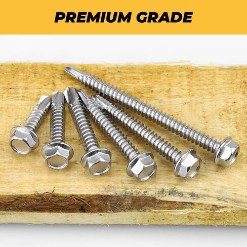 100-pack #10 x 1/2" Hex Washer Head Self Drilling Screws, Rust-Resistant 410 Stainless Steel Sheet Metal Screws, Includes Bit in Saudi Arabia