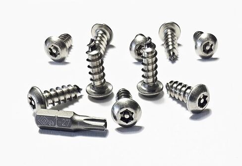 #14 x 3/4-10 Pack - Torx w/Pin Tamper Proof Security Button Head Sheet Metal Screws18-8 Stainless Steel, T27 bit Included in Saudi Arabia
