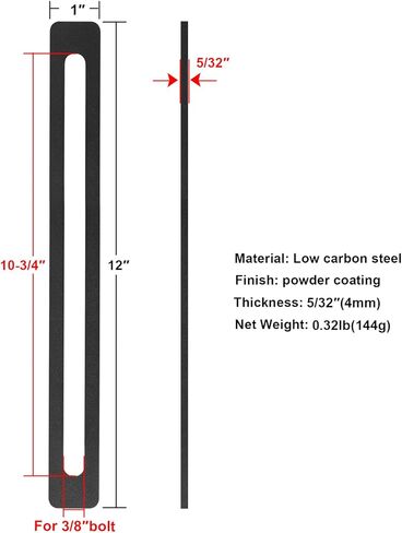 8 Pack 12" x 1" Steel Slotted Flat Mending Plates, 3/8" Slot Hole Adjustable Flat Straight Brace, 5/32" Thick in Saudi Arabia