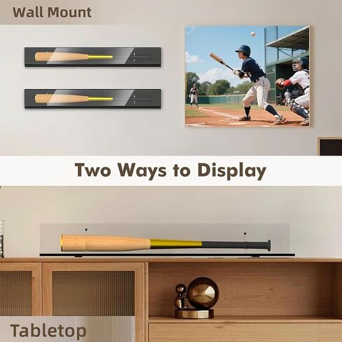 Baseball Bat Display Case, Black Acrylic Bat Display Case, UV Protection, Wall Mount or Tabletop Holder, Fits 36" Bats, Clear Collectible Case for Memorabilia, 39" x 5.9" in Kuwait