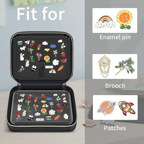 Enamel Pin Display Book with Zipper, Portable Pin Trading Bag for Collectors, 8-Page Felt Lapel Pin Holder with Anti-Scratch PVC Dividers & Clear Display Window, Great for Theme Park Travel in Kuwait