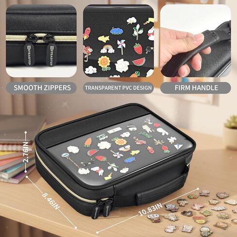 Enamel Pin Display Book with Zipper, Portable Pin Trading Bag for Collectors, 8-Page Felt Lapel Pin Holder with Anti-Scratch PVC Dividers & Clear Display Window, Great for Theme Park Travel in Kuwait